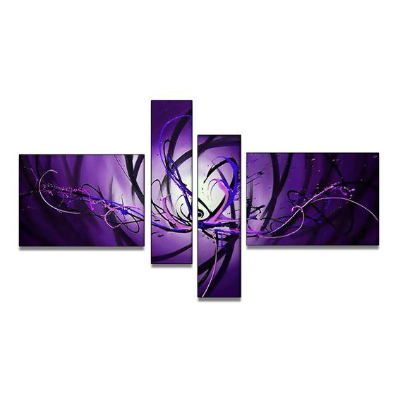 Bedroom Wall Art Paintings, Abstract Art on Sale, Purple and Blue Canv ...