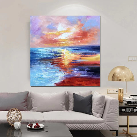 Simple Modern Art, Acrylic Paintings for Living Room, Hand Painted Art ...