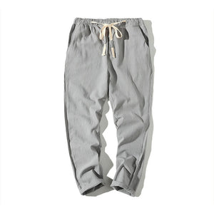 mens white linen jogger pants