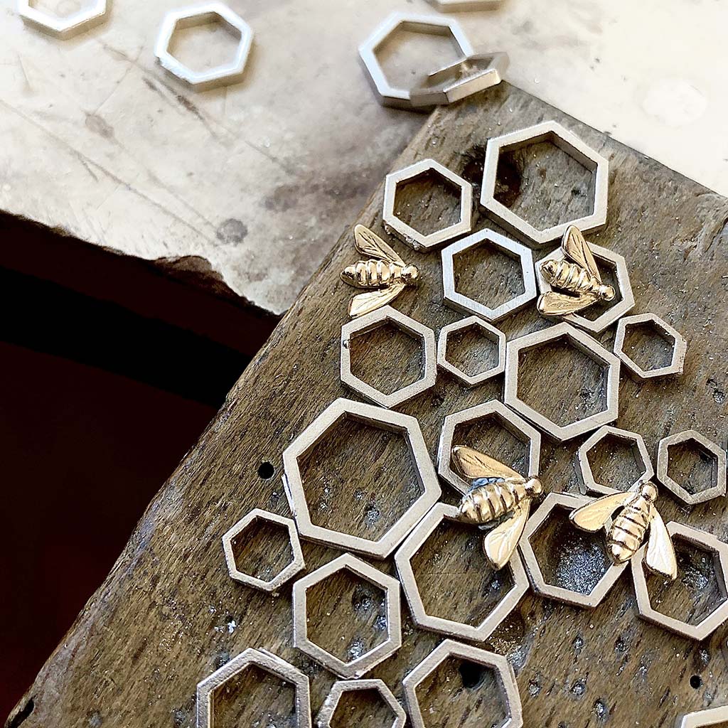 The Honeybee collection at the early stages of the design process. Each component is cut and formed by hand by our master pattern maker.