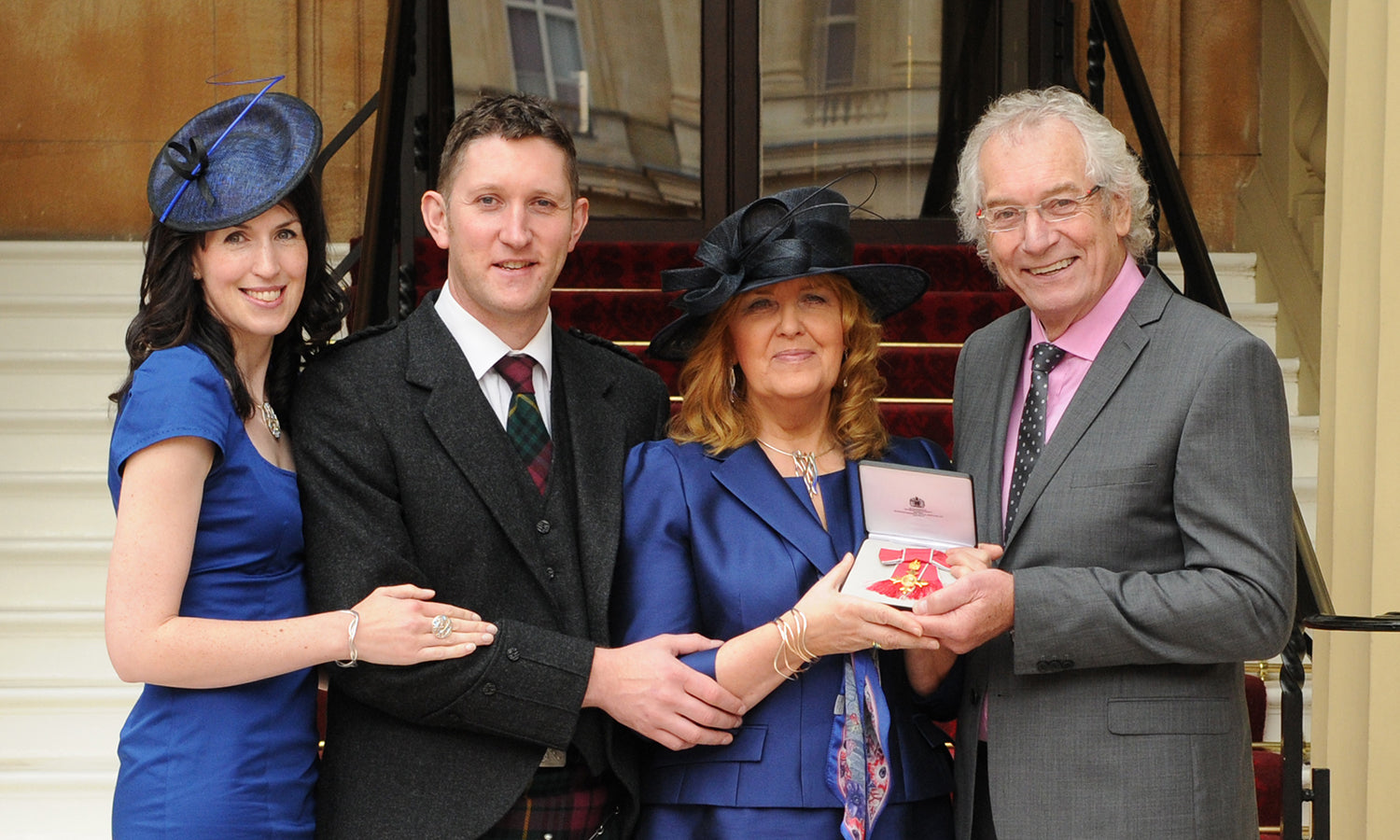 Sheila Fleet and family, after receiving her OBE for services to the jewellery industry