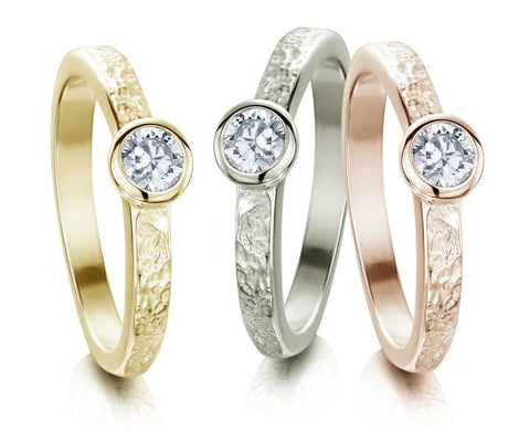 Matrix stone-set rings in various precious metals