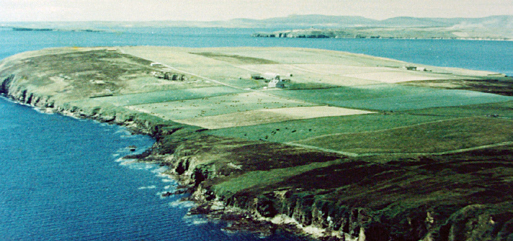 Sheila's childhood home, the family farm of Rinibar, on Hoxa, South Ronaldsay, in Orkney.