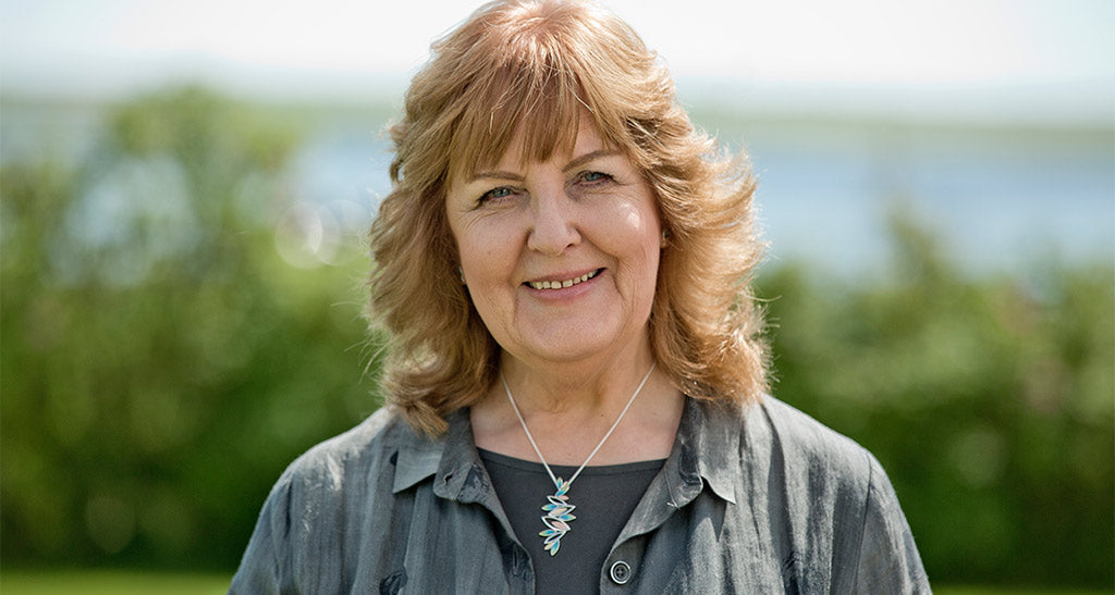 Sheila Fleet outside her workshop in Tankerness, Orkney.