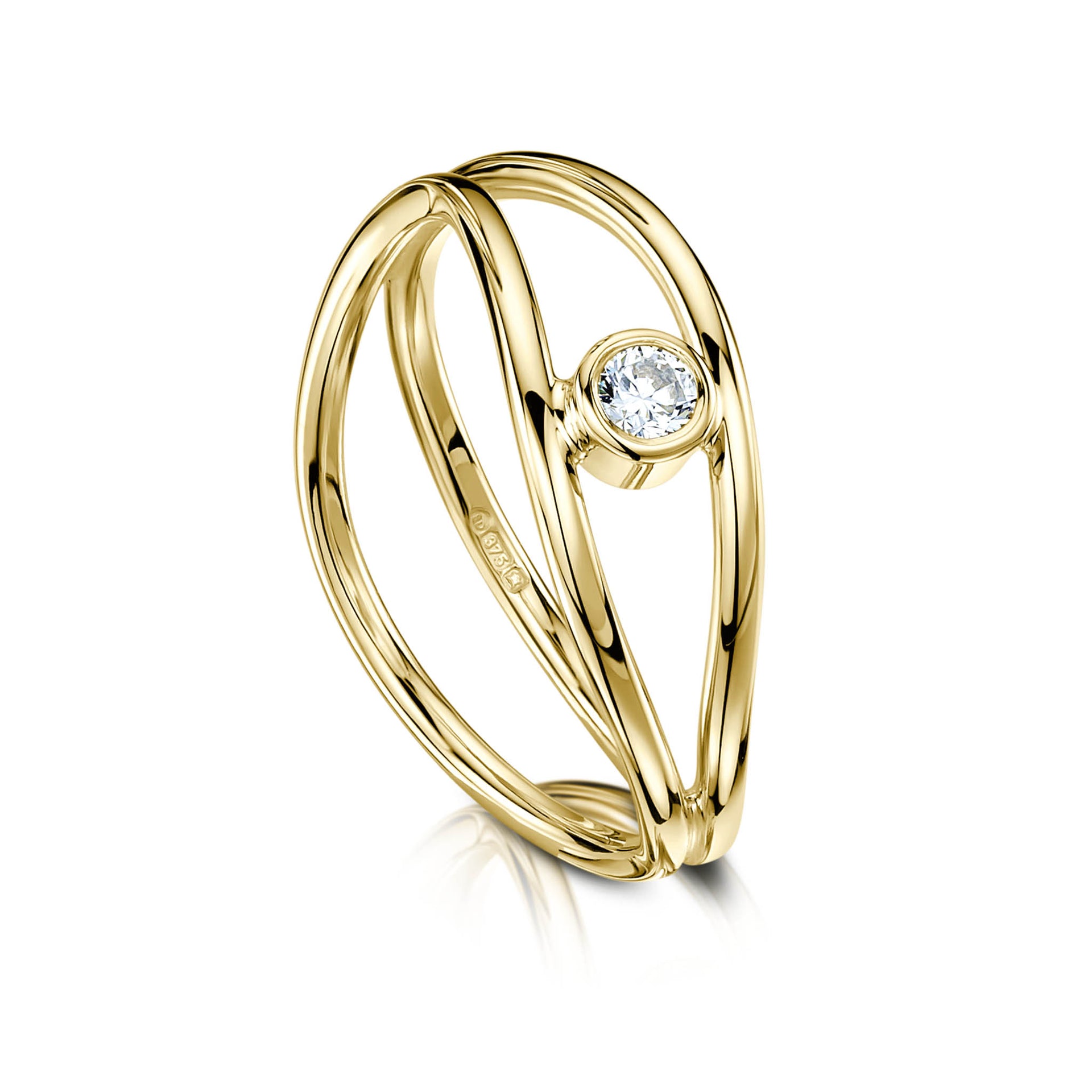 Diamond Double Stacking Wave Ring In 9ct Yellow Gold Sheila Fleet Jewellery 8259