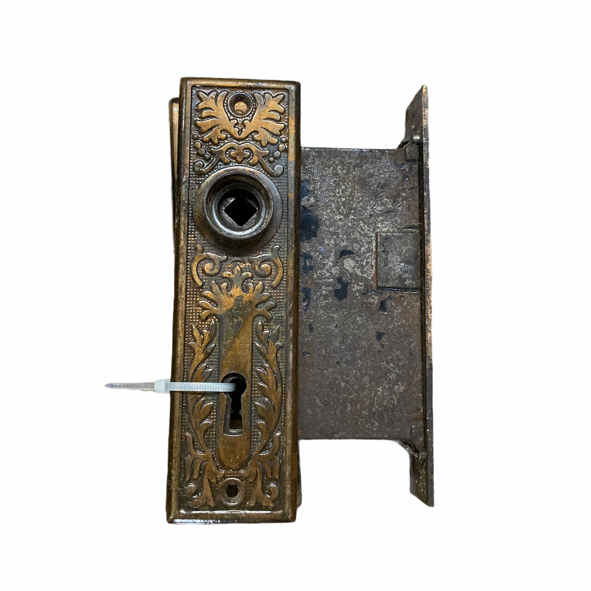 Antique Mortise Lock with Pair Plates – Reclaimed Fort Wayne