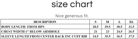 Hoodie Size Chart