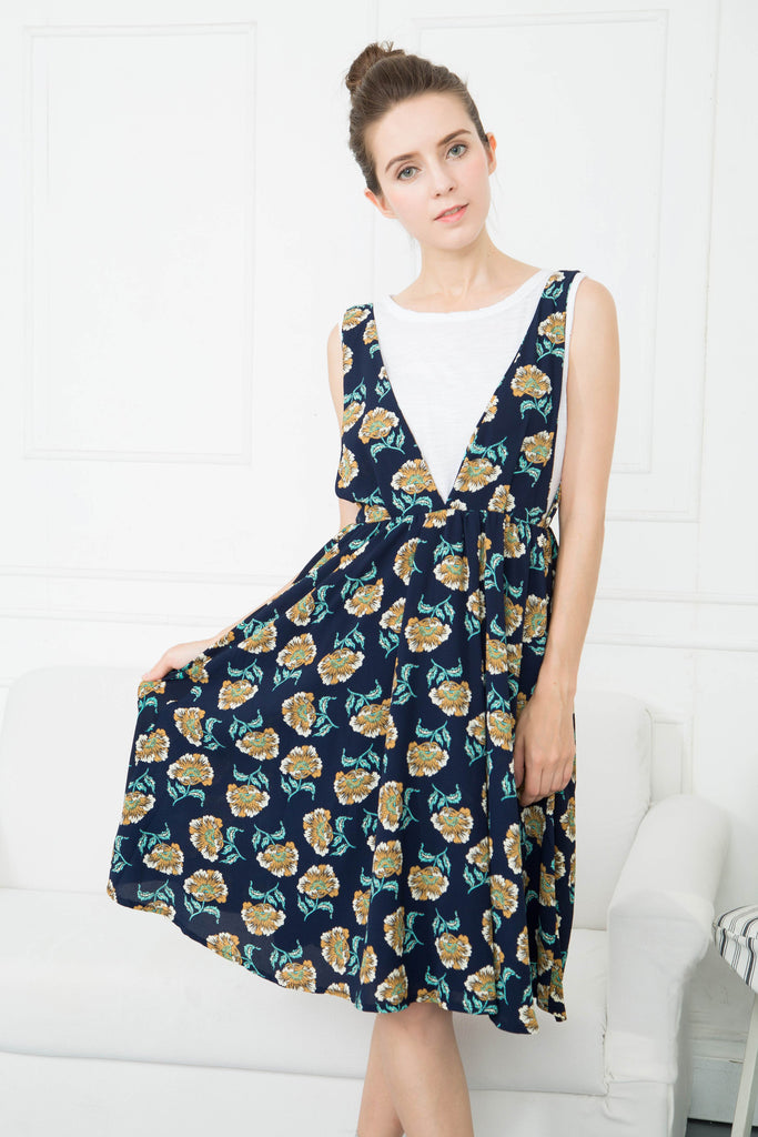 floral pinafore dress