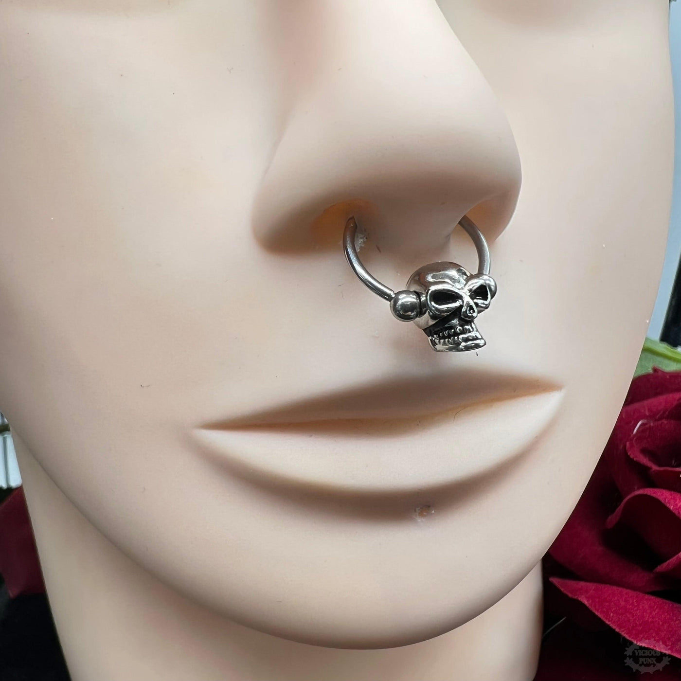 SKULL FACE SURGICAL STEEL SEPTUM RING-Vicious Punx-Vicious Punx