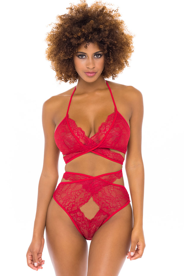 red lace bra and panty set