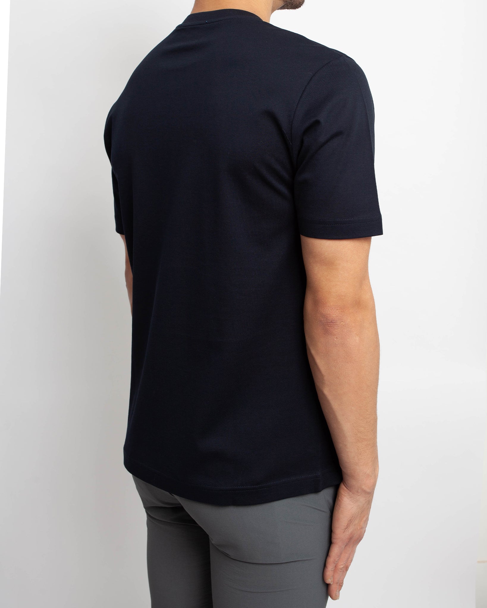 Mercerised Pique Nylon Pocket T-Shirt - Navy – Marai