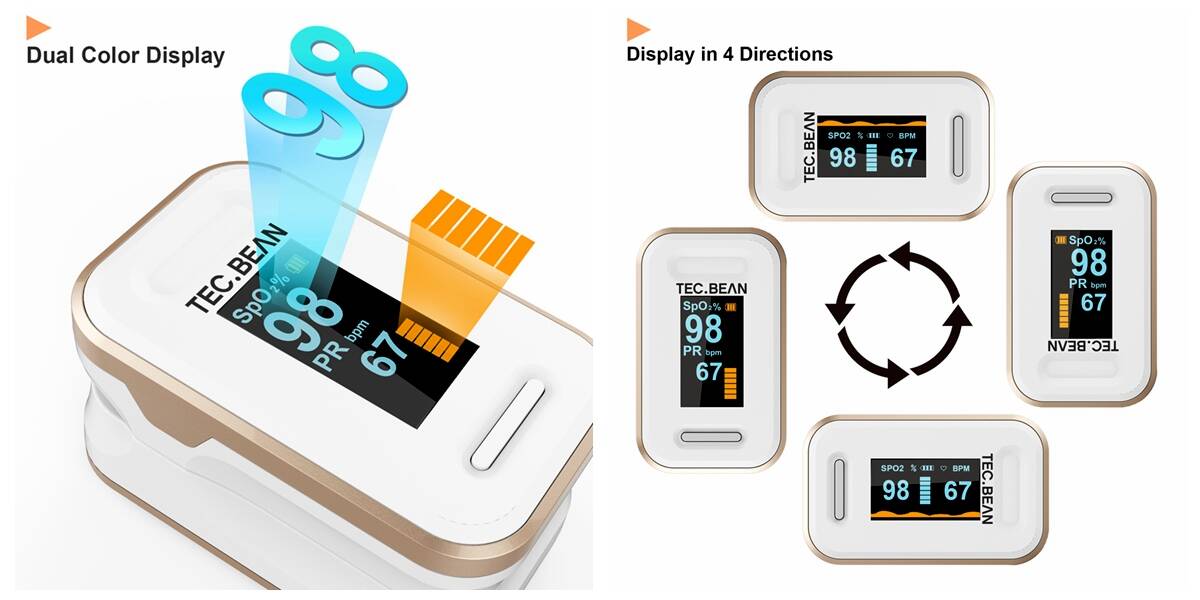 Tec.bean Large OLED Screen Fingertip Pulse Oximeter