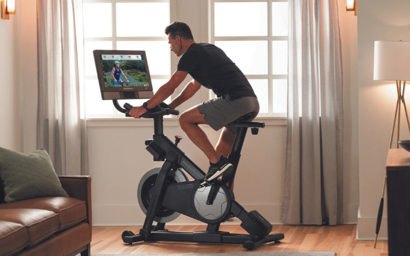 Exercise bike being used