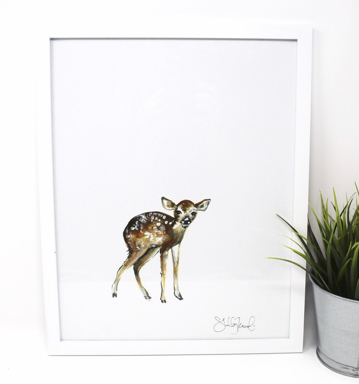 Baby Deer Art Print 11x14in Animal Art Baby Room Nursery Wall Decor Shelby Kregel Art And Design