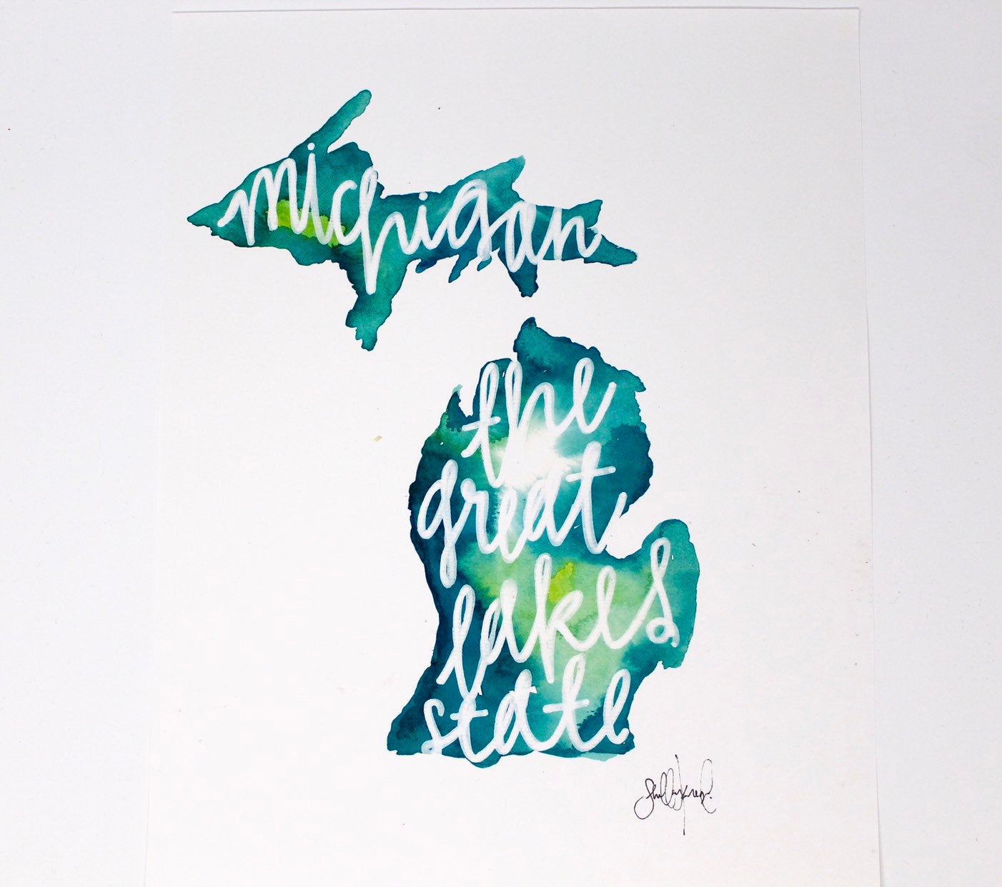 The Great Lakes State Art Print 11x14in Wall Art Michigan Art Home Shelby Kregel Art And Design