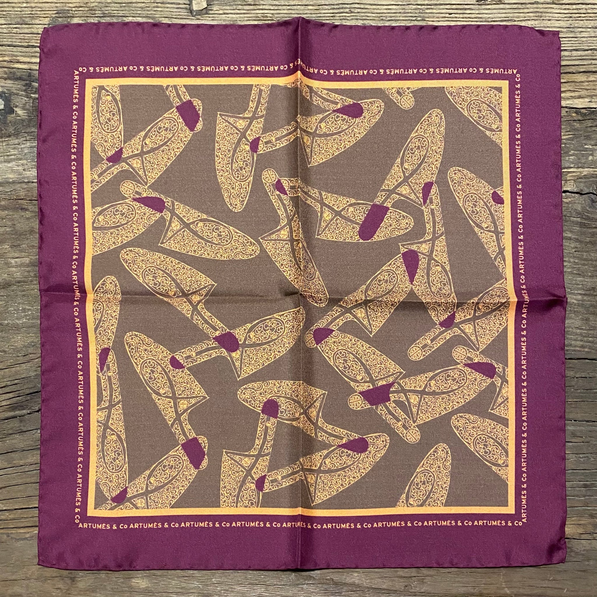 Pochette Soidatour madder imprimé bouquins - vieux rose sauge