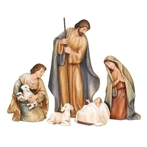 Holy Family with Shepherd and Sheep 10.2"H 5pc set