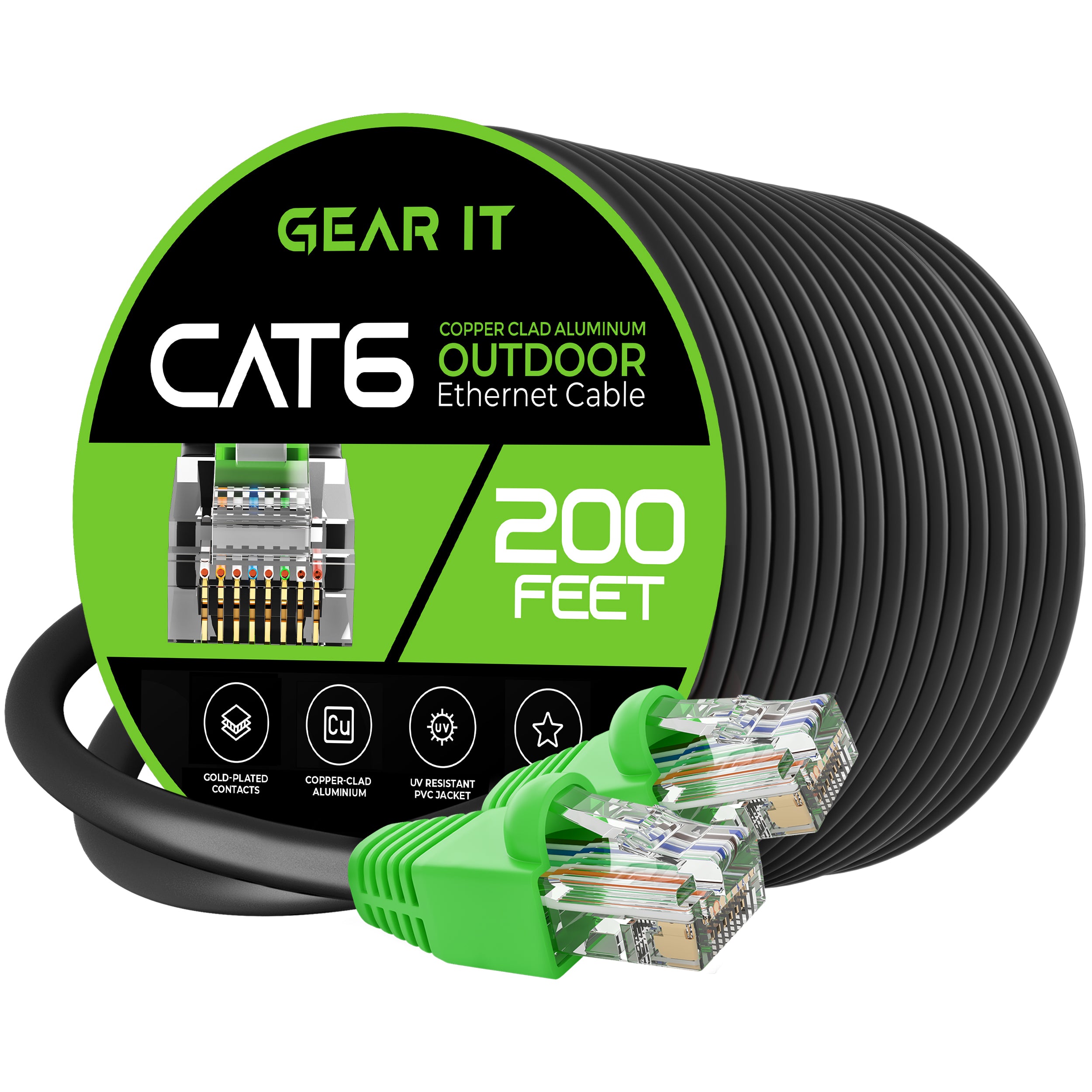 Cat6 Ethernet Cable, 200 Feet, GearIT Outdoor Dire...