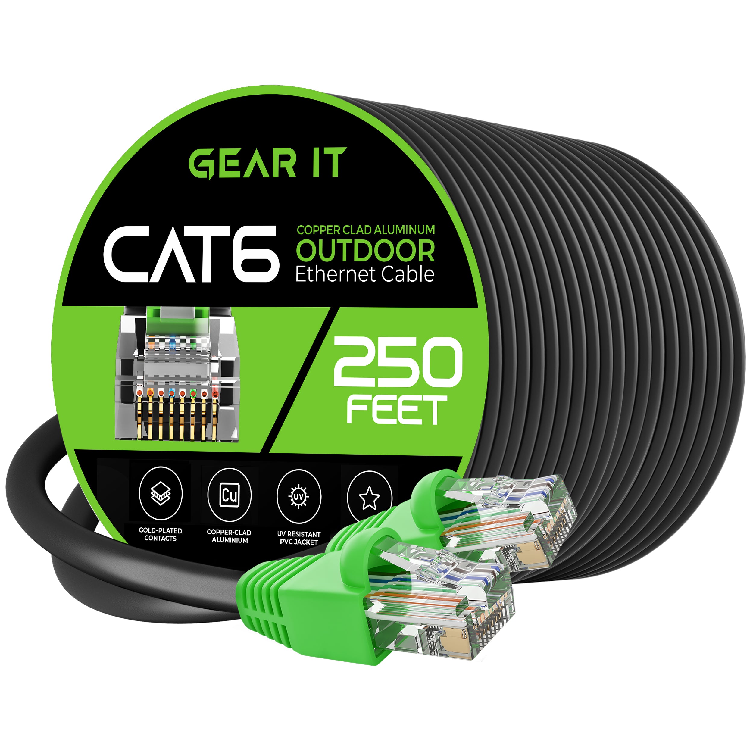 Cat6 250 Ft. Outdoor Ethernet Cable with CCA Coppe...