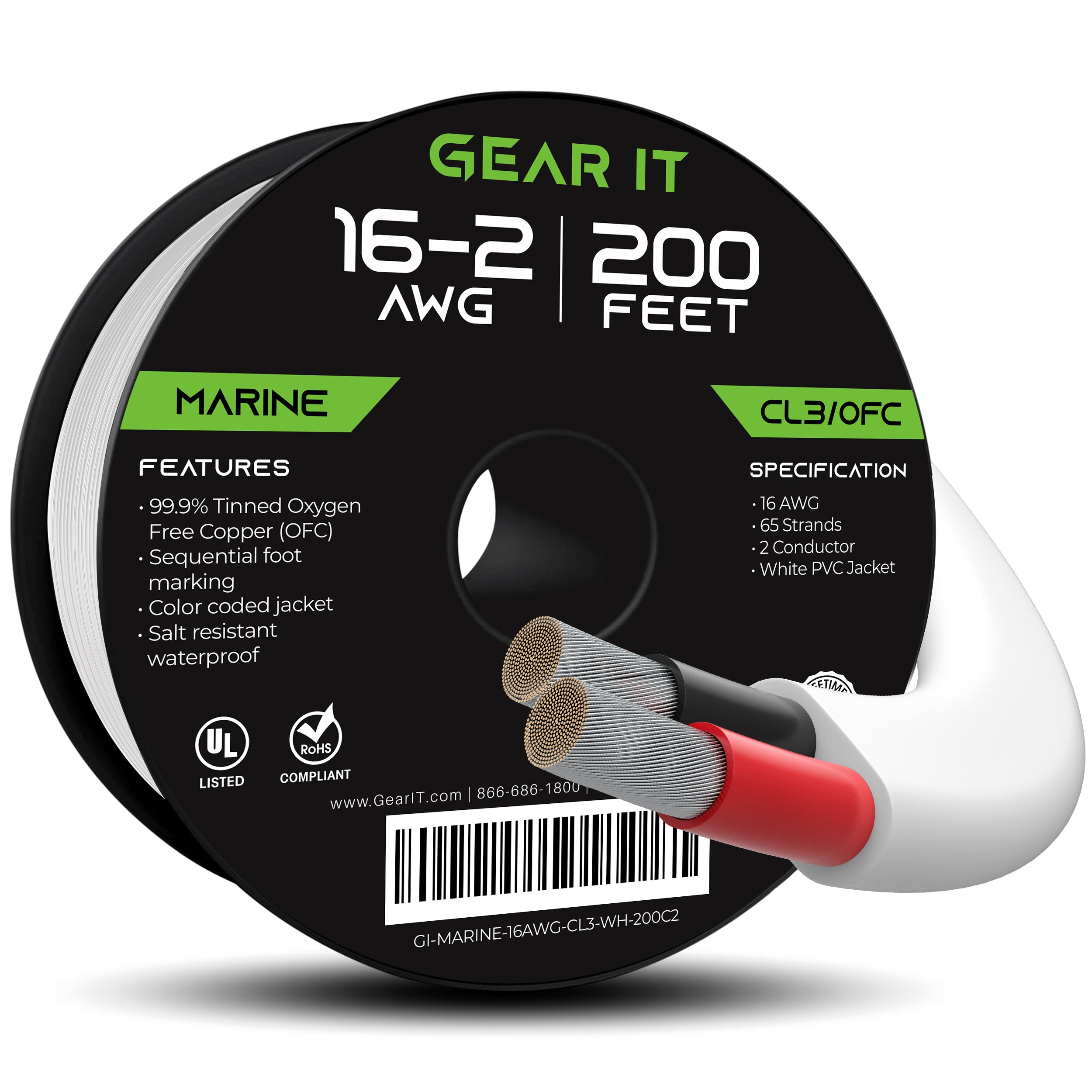 16/2 AWG OFC Marine Speaker Cable - Tinned Copper ...