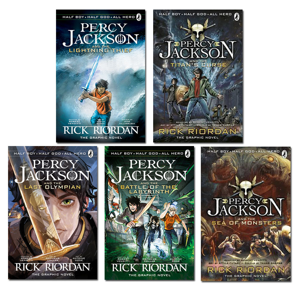 Percy Jackson Graphic Novels 5 Books Collection Set by Rick Riordon, T