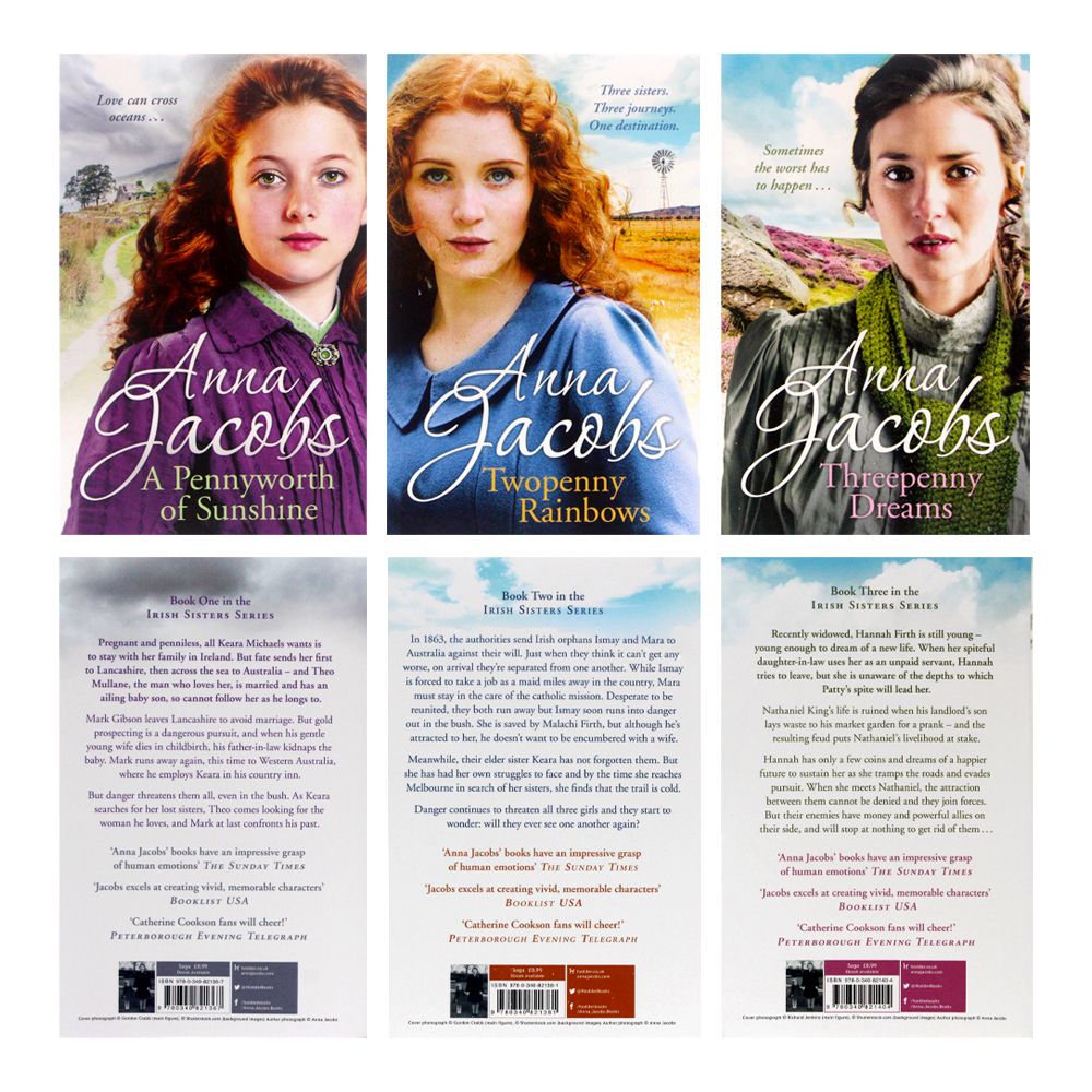 Anna Jacobs The Irish Sisters 3 Books Set Collection Inc Twopenny Rain