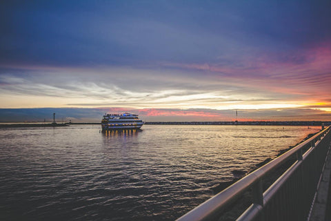 Cruise ships at sunset