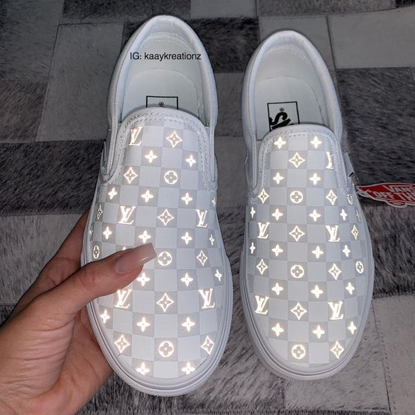 white checkered reflective vans