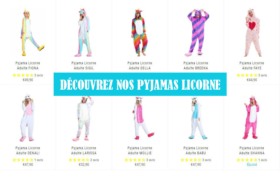 pyjama licorne femme