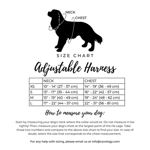 Adjustable harness size chart Cavology