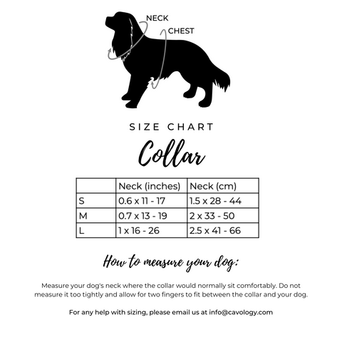 dog collar size chart cavology