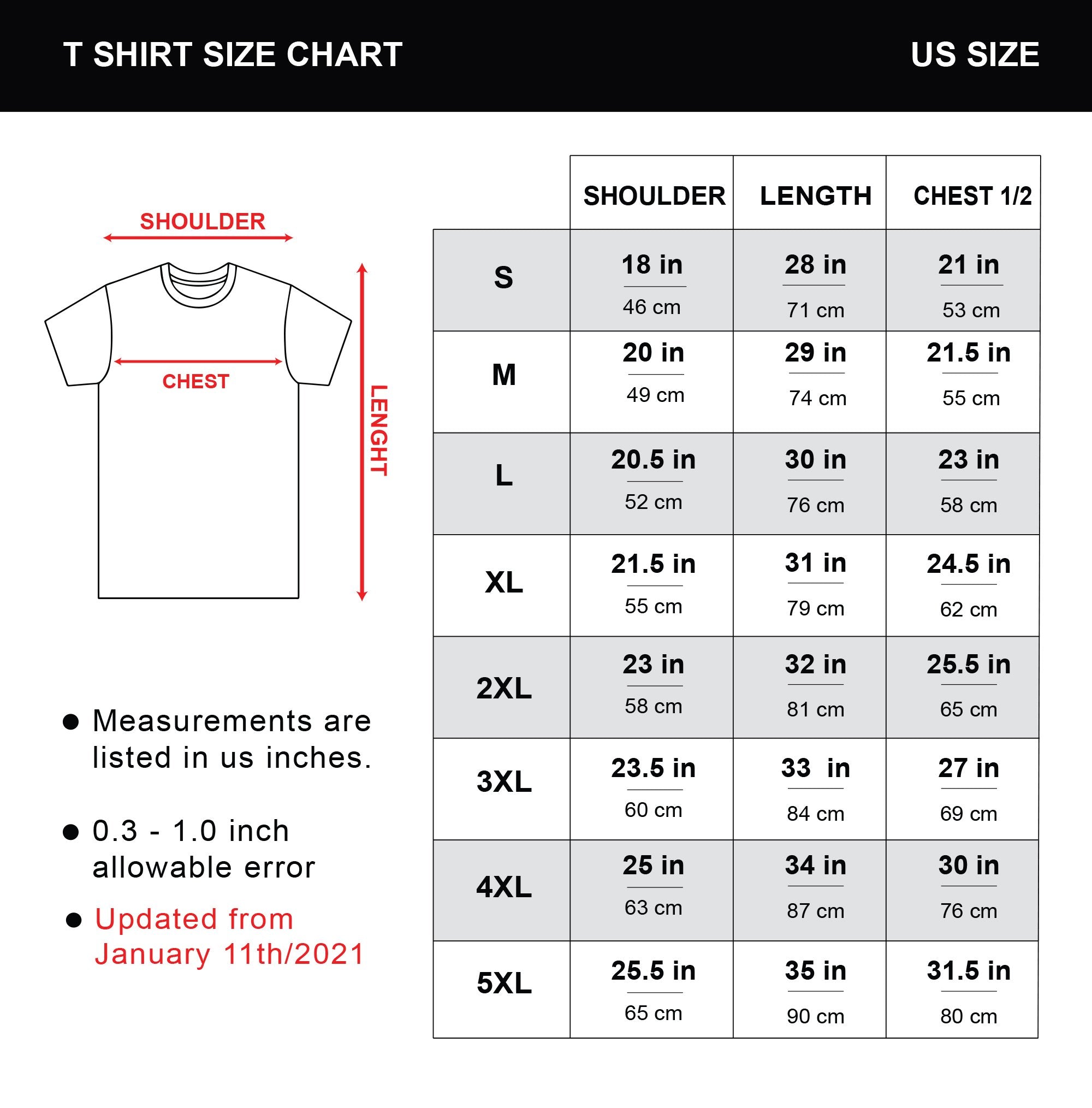 Adult Size Chart – Gearhomie.com