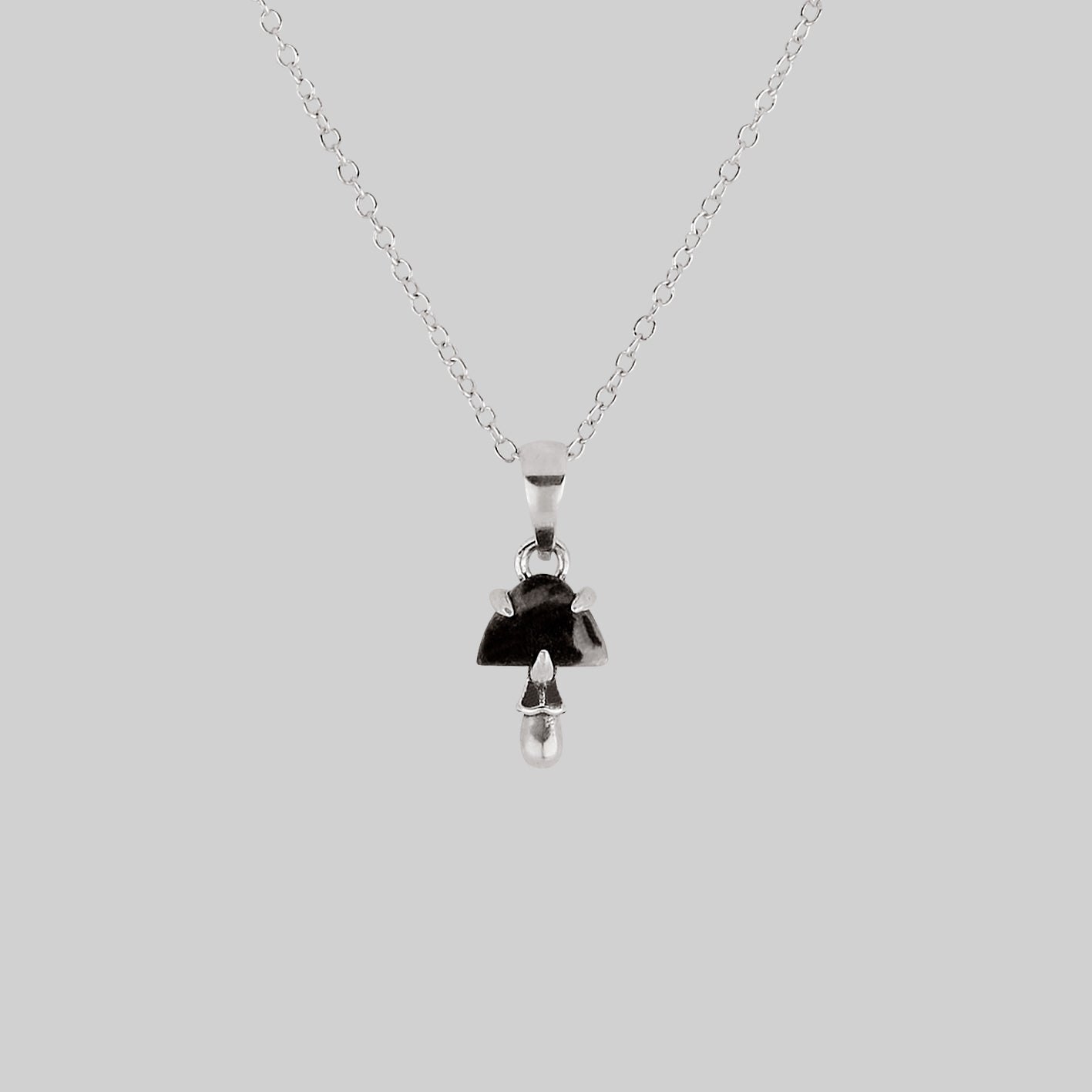 ENOKI. Tiny Mushroom Gemstone Necklace - Silver – REGALROSE