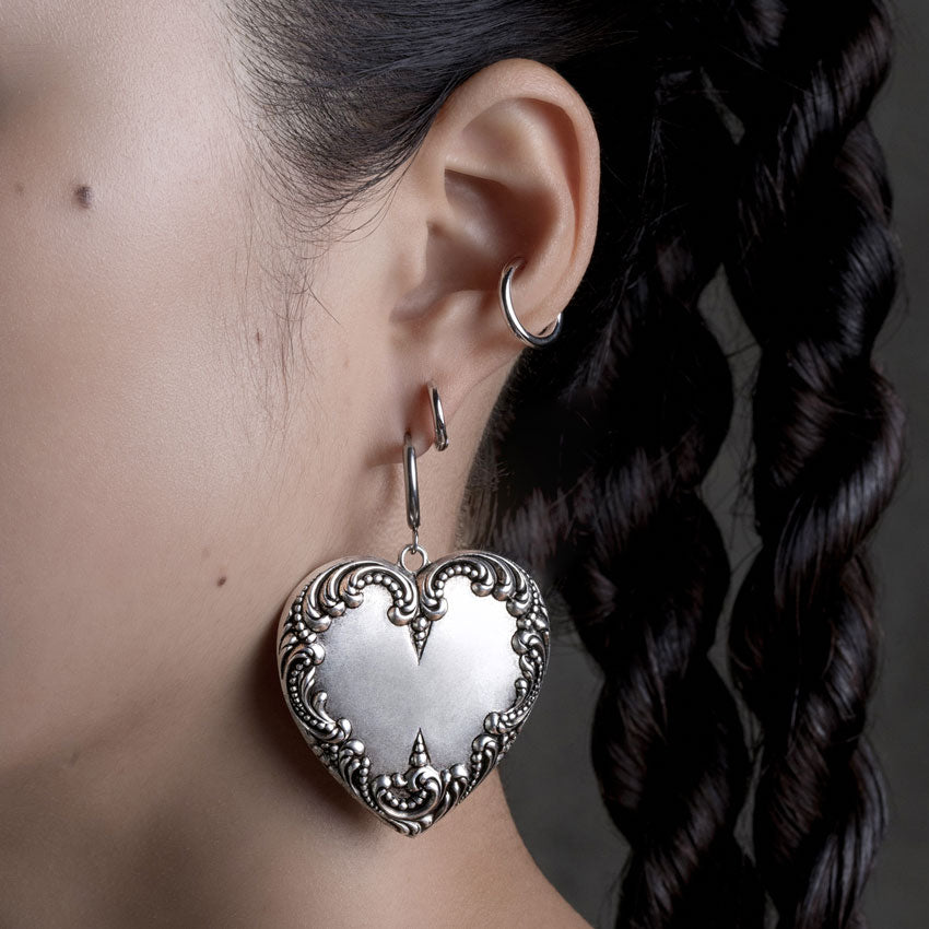 Bling Jewelry Large Heart Shaped Tube Big Hoop Earrings For Women Teen .925  Sterling Silver Hinged Notched Post | Hawthorn Mall