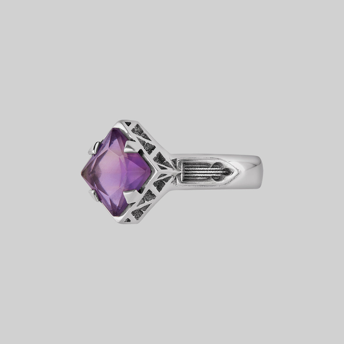 CHALICE. Violet Amethyst Gothic Ring - Silver - REGALROSE product image