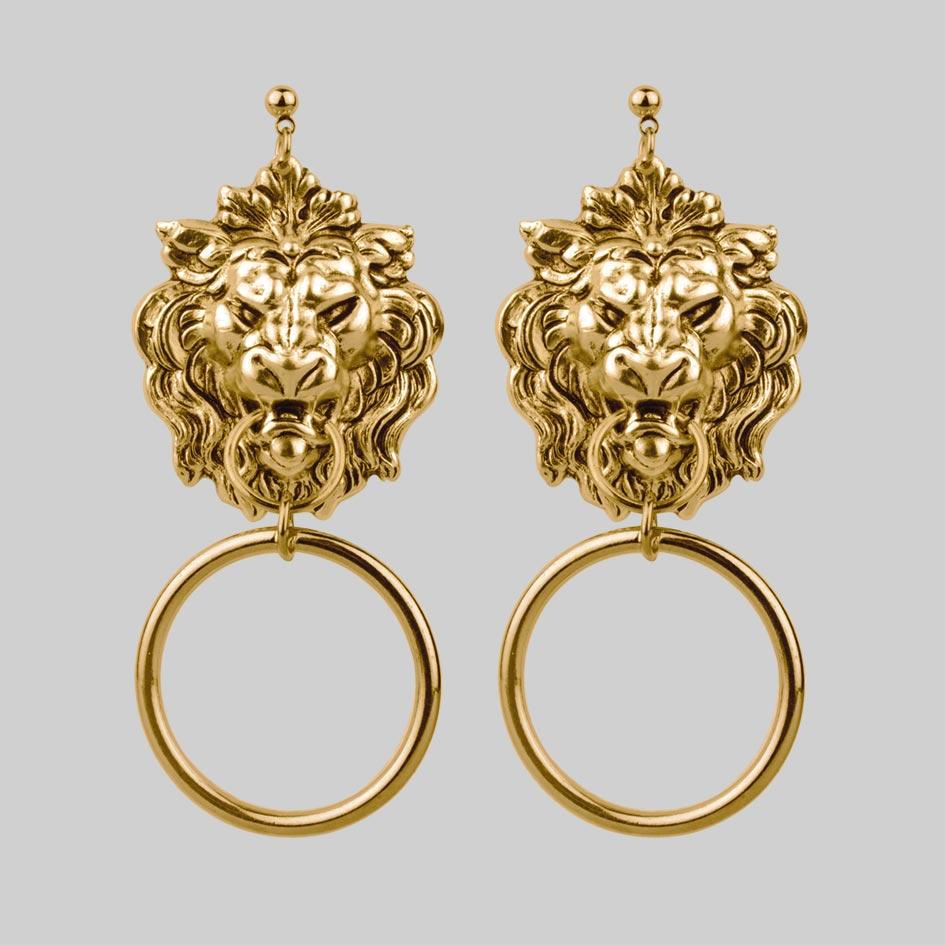 Lion Knocker Earrings – Post Back