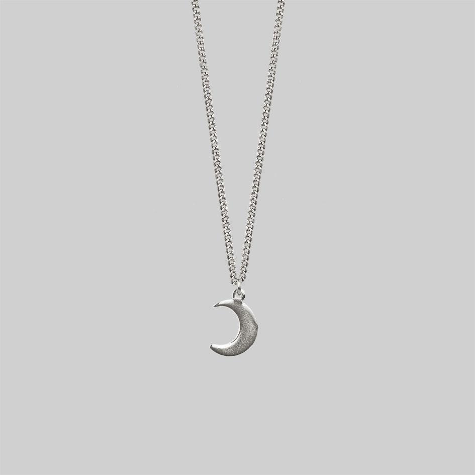 Sterling Silver Crescent Horn Moon Necklace | Lunar & Waves