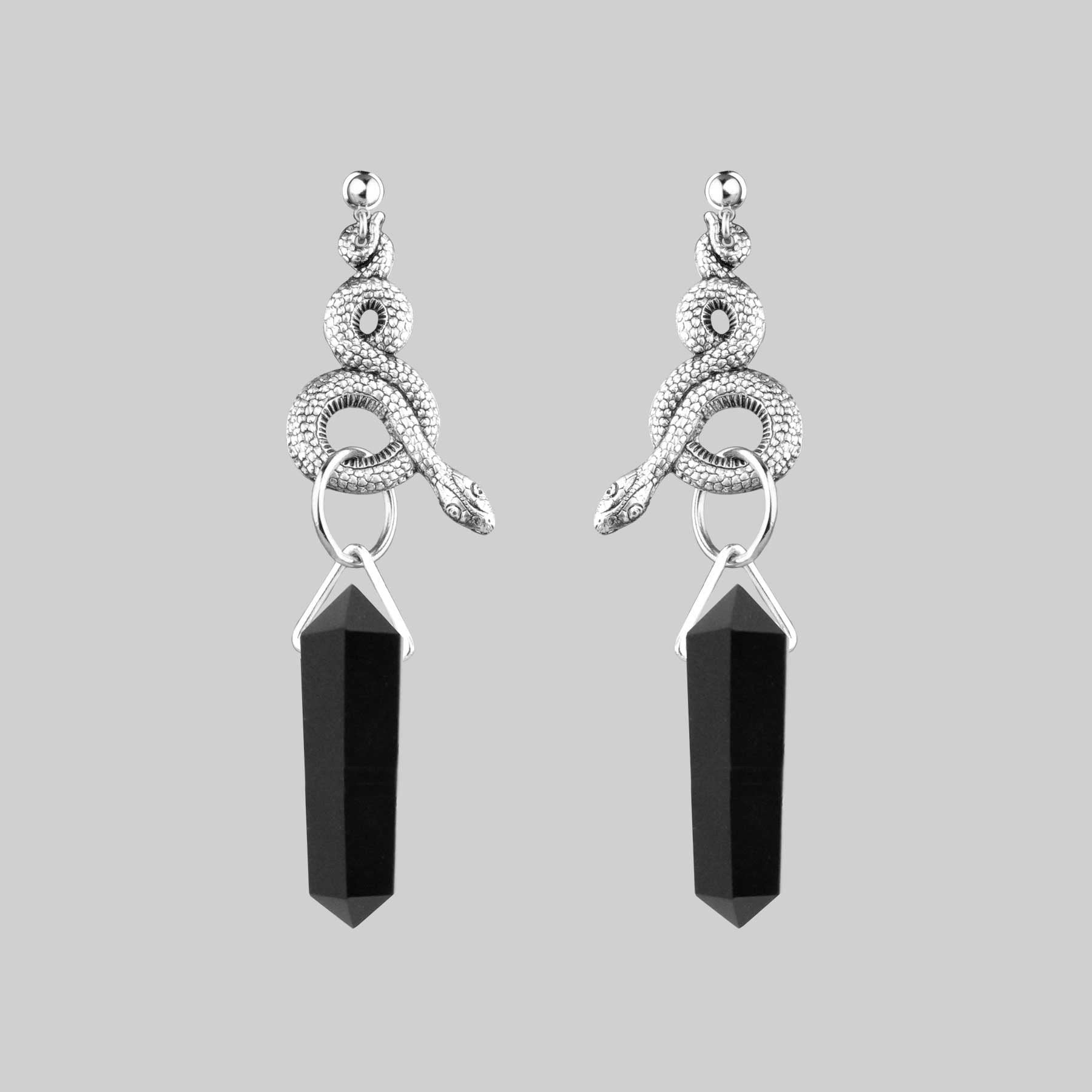 MERTLE. Snake Wrap Black Agate Earrings 