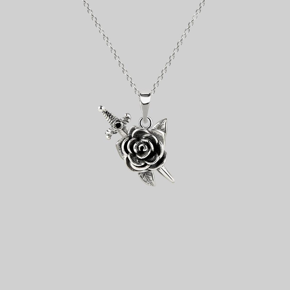 Sterling Silver Skull and Roses Pendant 22x19mm