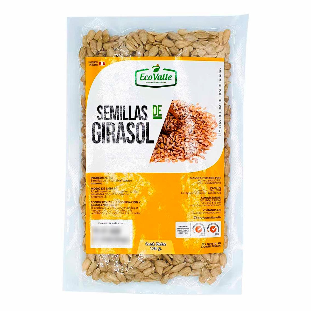 Semillas de Girasol Deshidratadas sin cáscara x 120g