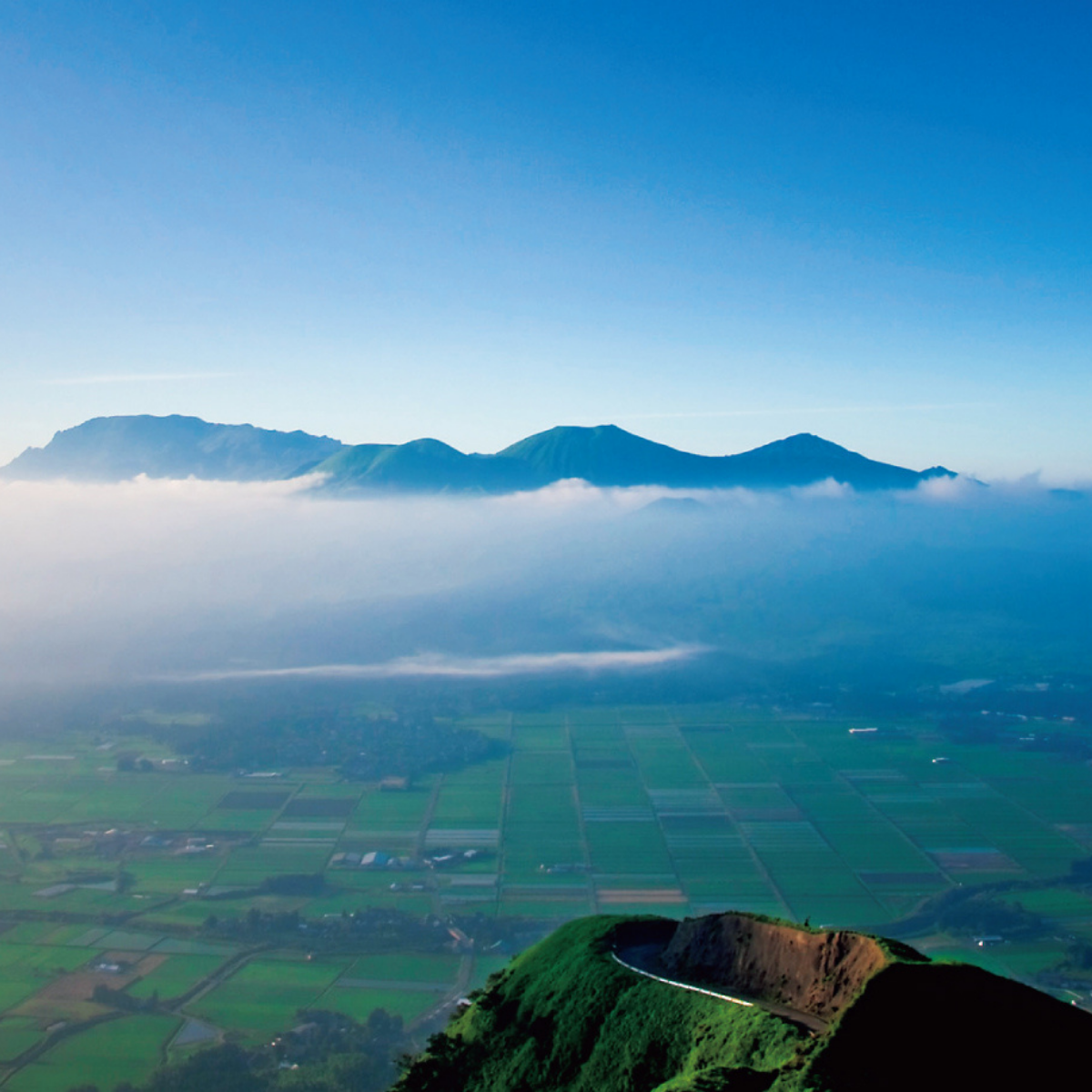 Mountain view of Aso region in Kumamoto prefecture