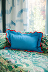 Furbish Studio Darcy Linen Lumbar Pillow - Peacock + Cherry