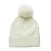 Chunky Cable Knit Hat with Pom Pom in Cream