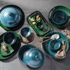 Blue Pheasant Marcus Tapered Serving Bowl, Dark Green Salt Glaze