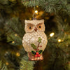 Mercury Glass Owl with Holly Ornament