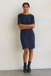 Faire Indigo Women's 100% Organic Cotton Elbow Sleeve Boat Neck Dress