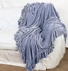 Linen Salvage Luxe Isabella Tatter Velvet Ruffle Throw - Chambray