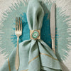 Joanna Buchanan Gold trim dinner napkins, seafoam, set of two