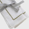 Joanna Buchanan Gold trim linen dinner napkins, white, set of two