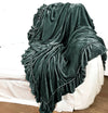 Linen Salvage Luxe Isabella Tatter Velvet Ruffle Throw – Aloe